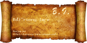 Bársony Imre névjegykártya